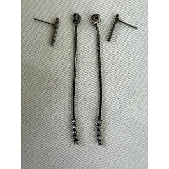 Fashion Jewelry Statement Dangle Earrings Set Of 2 Gray Silver - Picture 6 of 8